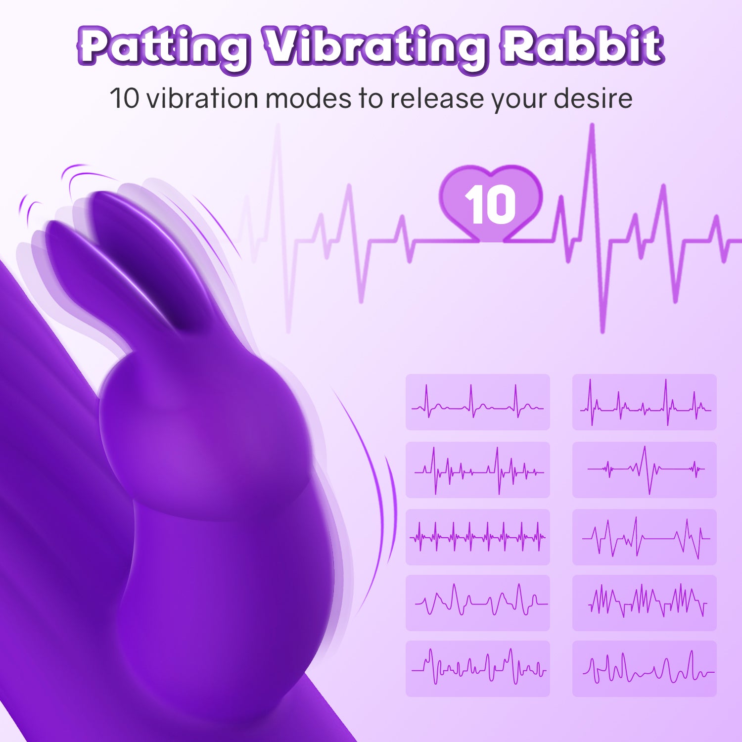 10 Patterns G-Spot Rabbit Vibrator with 4 Rotating Modes Metal Beads