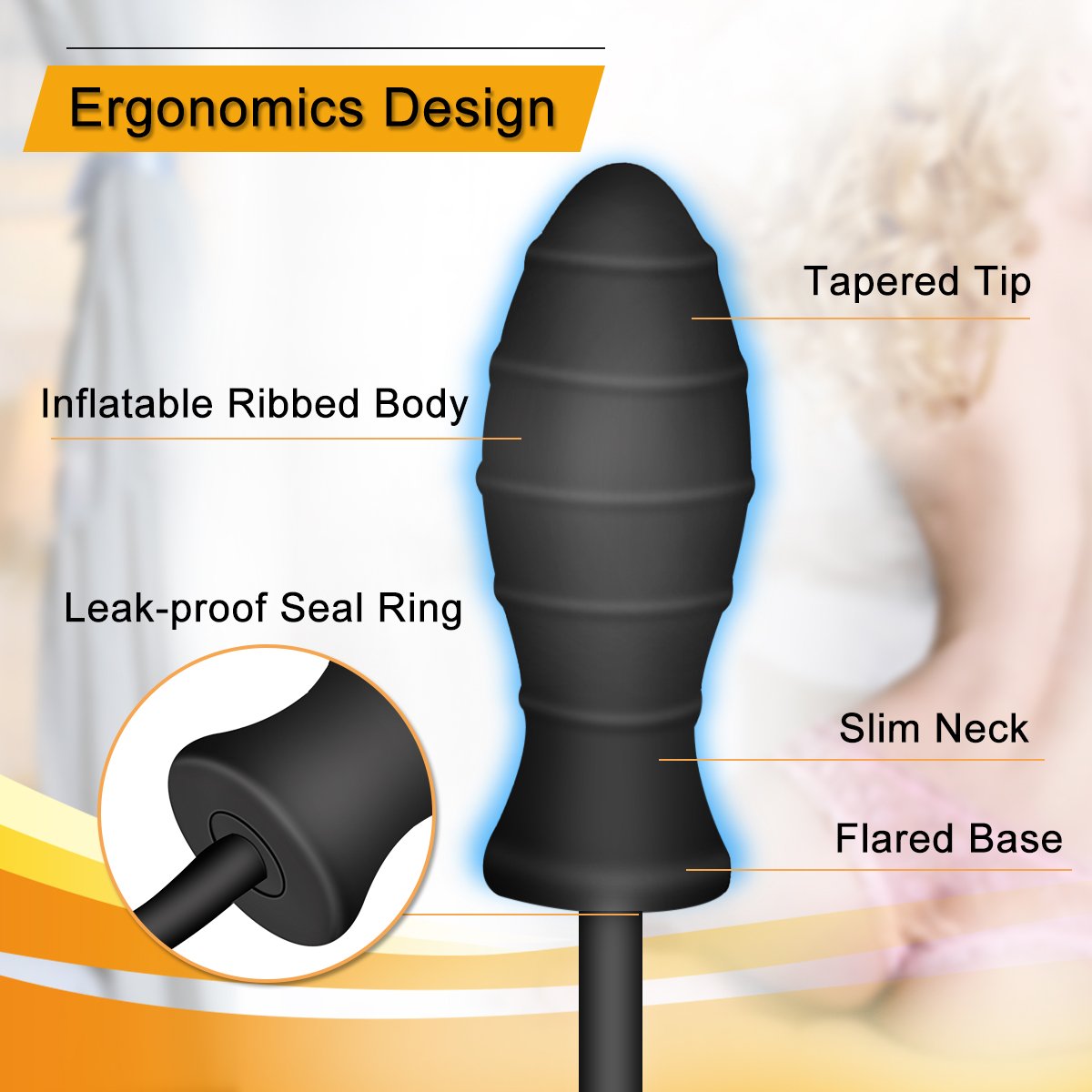 Inflatable Butt Plug Anal Balloon Pump with Quick Release Valve Stretch