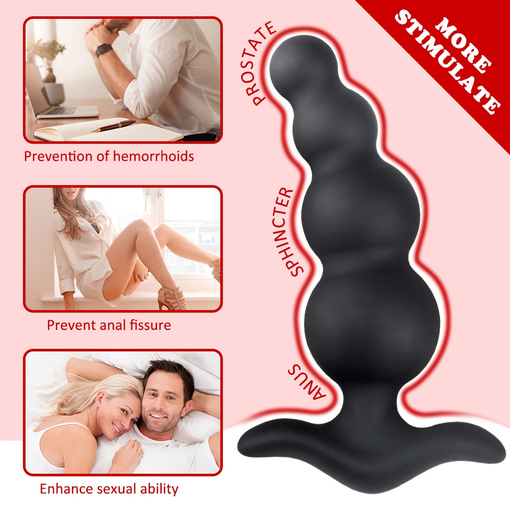3 Sizes Anal Beads Trainer Set with Flared Base Prostate Sex Toys