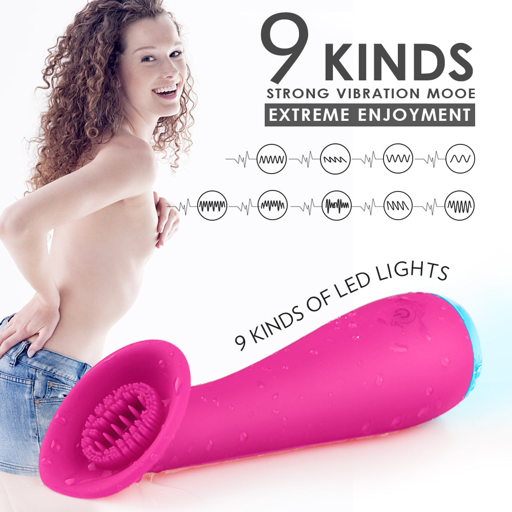 9 Kinds Vibration LED Clitoral Nipple Tongue Licking Vibrator