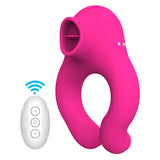 Couple Vibrator With Cock Ring And Clitoris Licking Stimulator 7 Modes