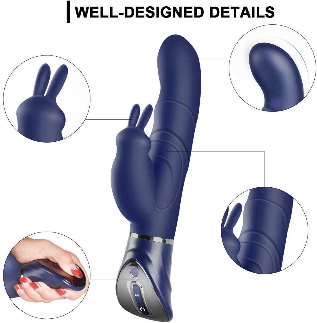 Easy Holding Rabbit Vibrator 10*10 Modes G-spot Clitoris Stimulation