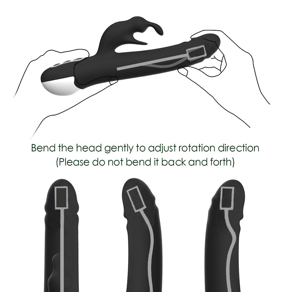 7 Vibrations 360° Rotating Rabbit Vibrator G-Spot Clitoris Stimulation
