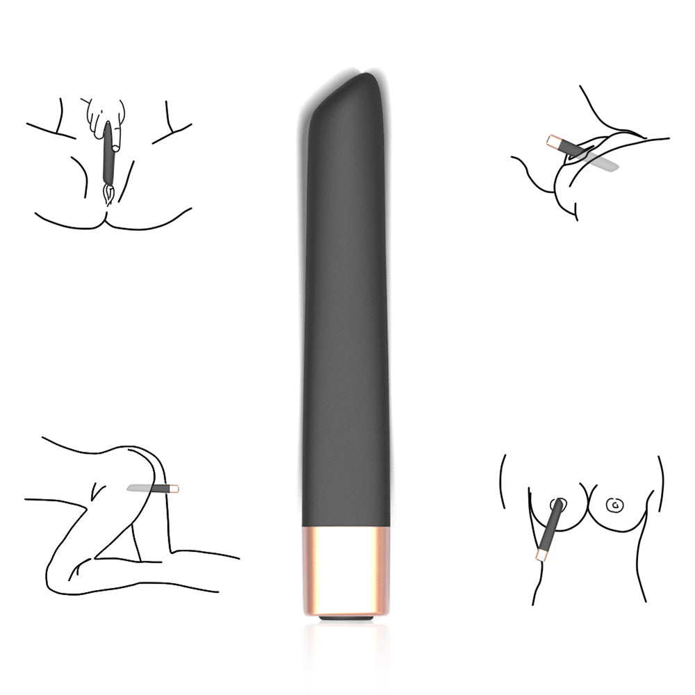 Magnetic Charging Bullet Vibrator with Angled Tip Nipple Stimulation