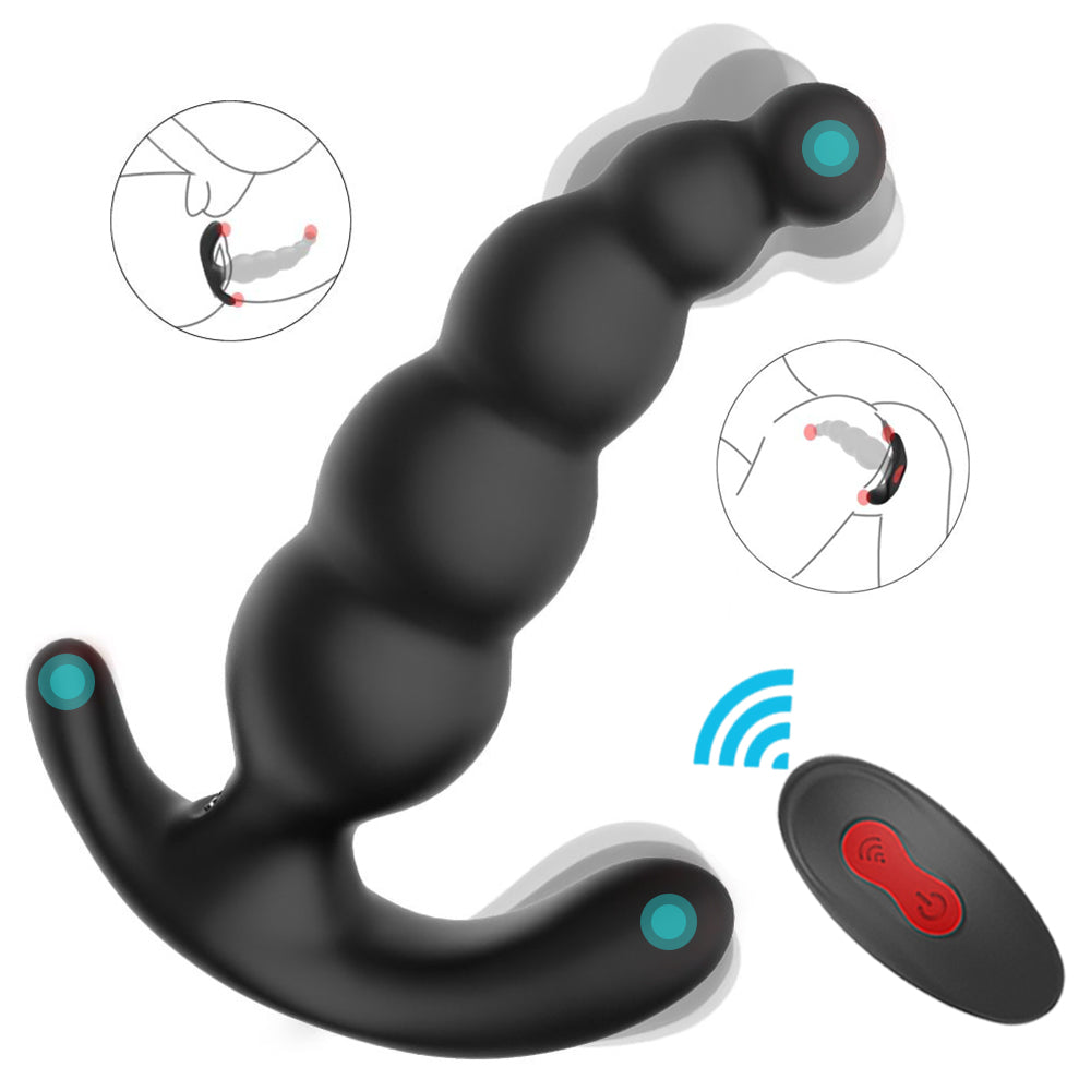 Vibrating Anal Prostate Massager with Beads Butt Plug Vibrator