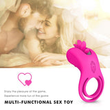 Rechargeable Cock Ring with Double Loop Licking 10 Rotation Speeds