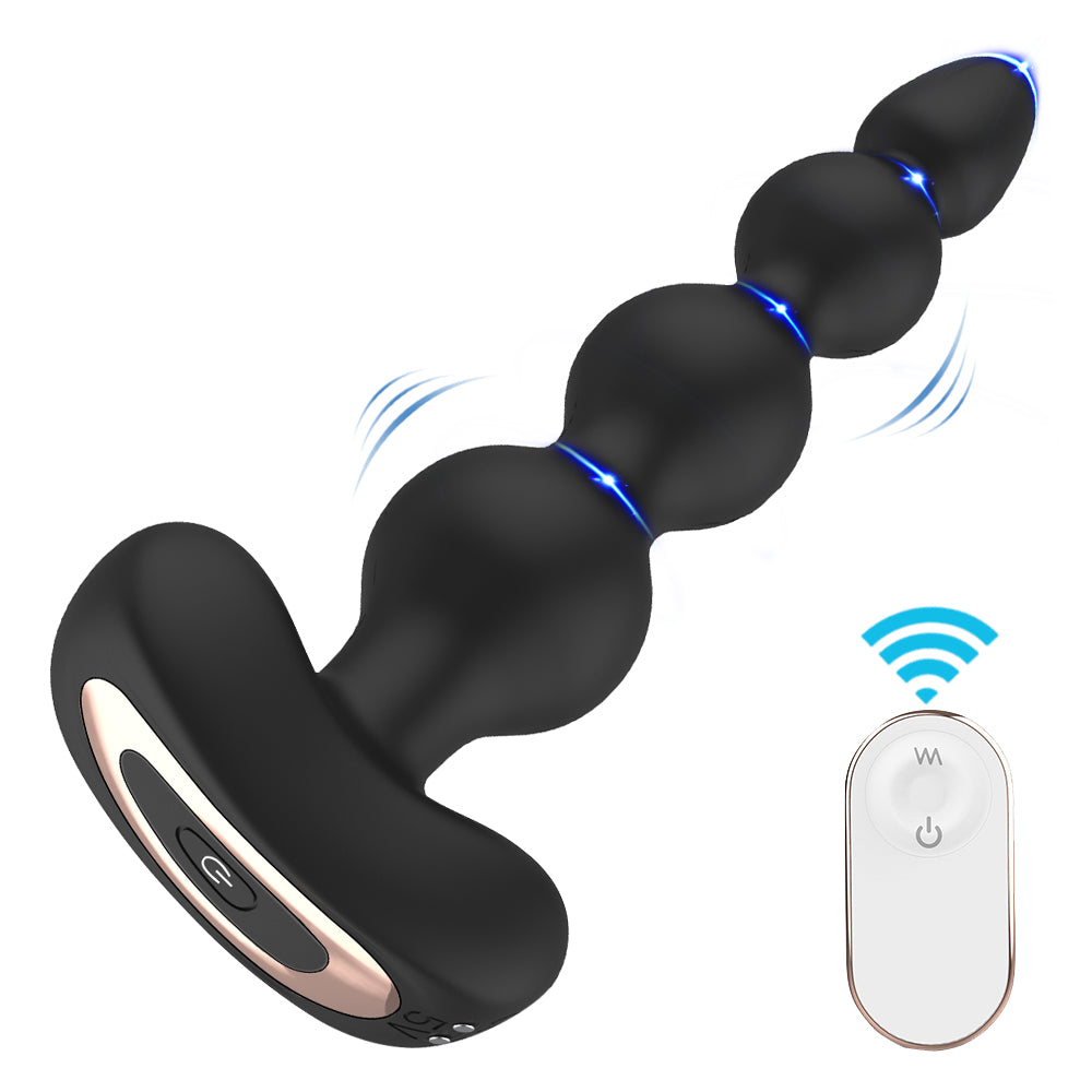 Remote Control 9 Modes Butt Plug Anal Gradient Beads Fit Snugly Orgasm