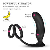 9 Modes Prostate Massager Vibrator with Penis Ring P-Spot Anal Plug