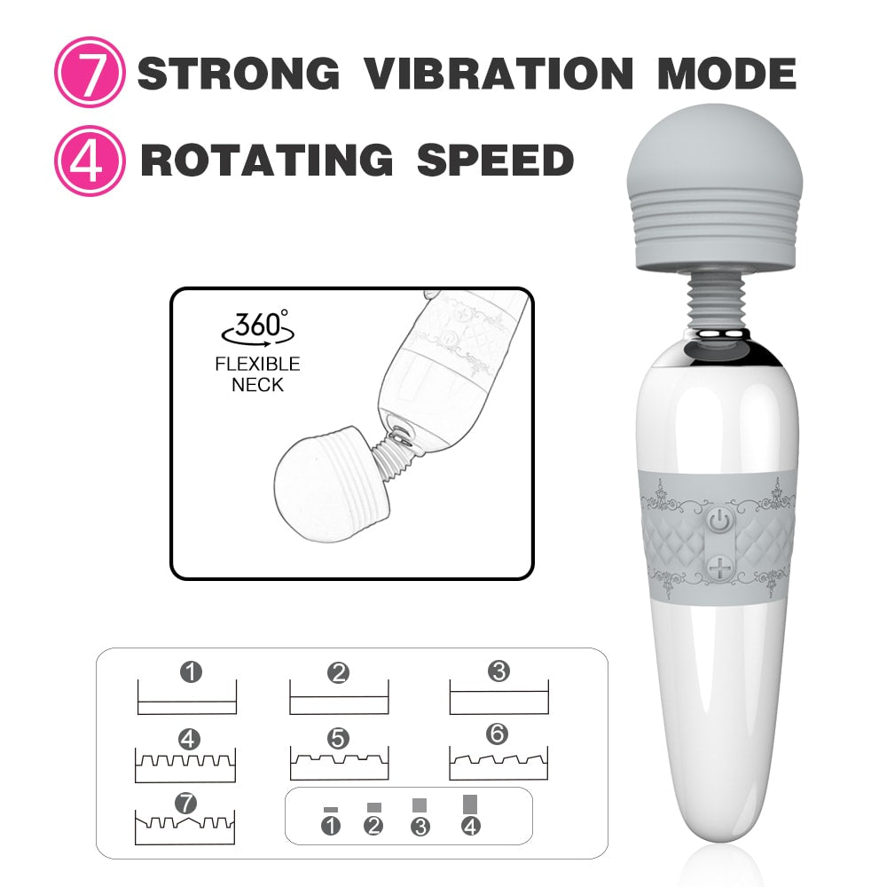 Premium Stretchy Wand Massager With 7 Strong Rotating Modes 4 Speeds