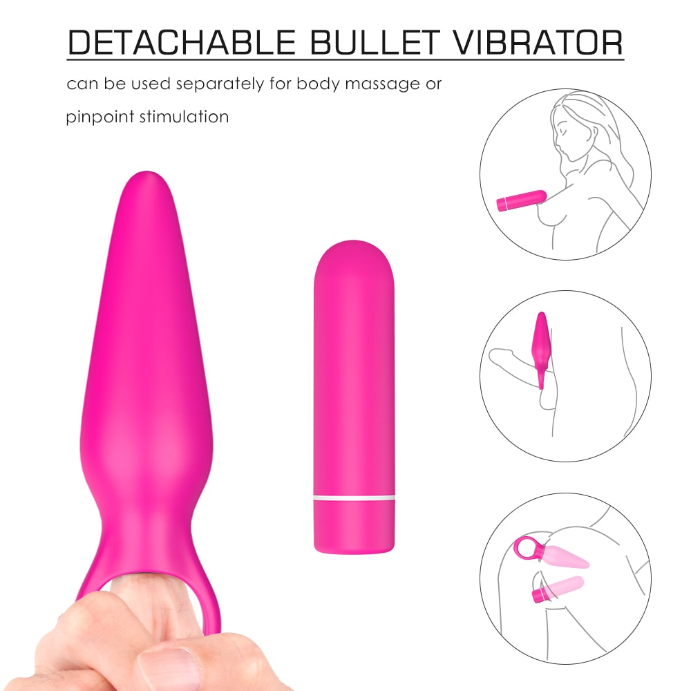 2 In 1 Detachable Bullet Vibrator 9 Modes Rechargeable With Pull Ring