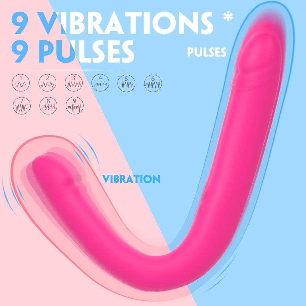 17.7 Inch Realistic Double-Ended Dildo G-spot 9 Vibrations*9 Pulses