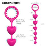 Unisex Anal Heart Shape Beads with Cock Ring Stimulus Prostate Clit