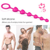 Unisex Anal Heart Shape Beads with Cock Ring Stimulus Prostate Clit