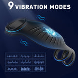 9 Modes Vibrating Triple Cock Ring Extender Sleeve for Longer Erection