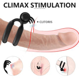 Medical Material Vibrating Dual Penis Cock Ring With Bullet Vibrator